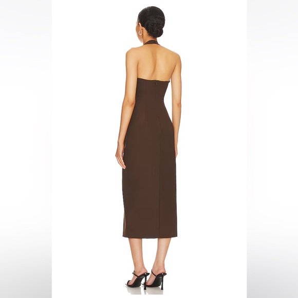 L’Academie Jade Midi Dress in Dark Brown - Picture 3 of 3